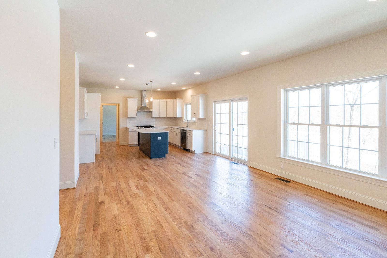 The Groton: great room open to the kitchen
